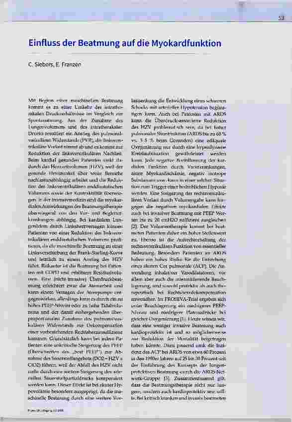 Vorschauseite 1: Einfluss der Beatmung auf die Myokardfunktion