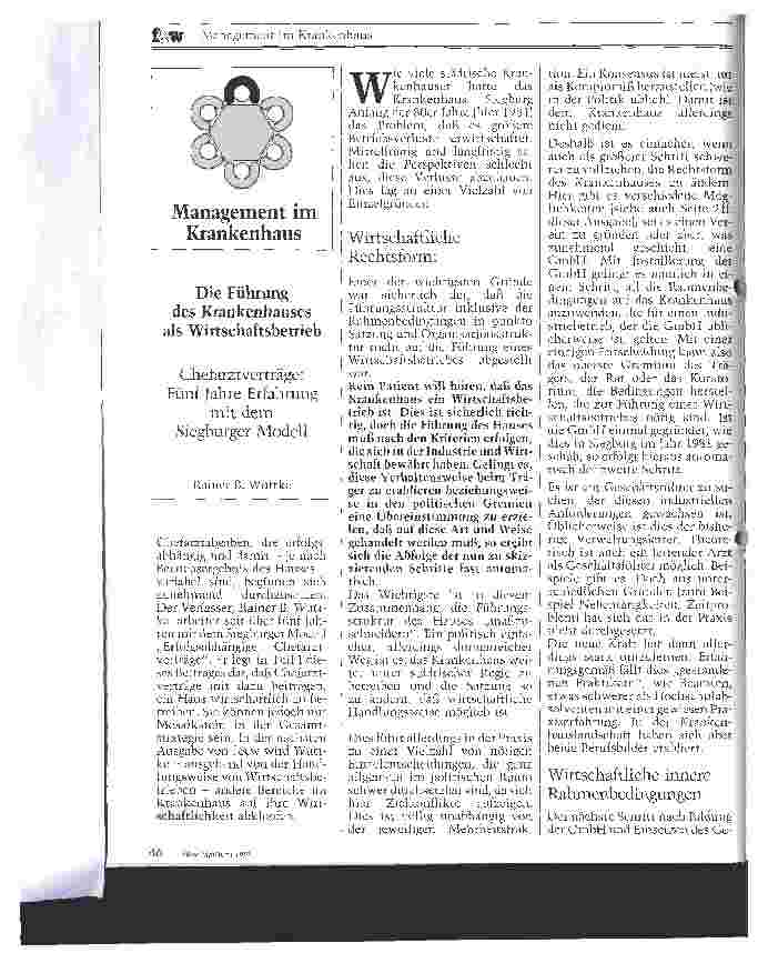 Vorschauseite 1: Die Führung des Krankenhauses als Wirtschaftsbetrieb