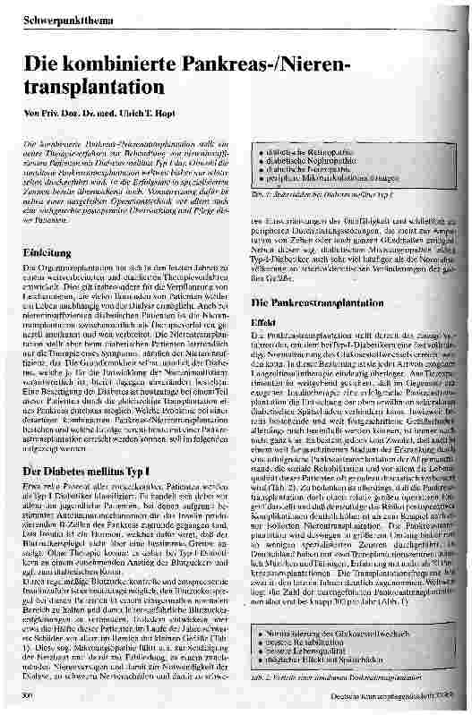 Vorschauseite 1: Die kombinierte Pankreas-/ Nierentransplantation