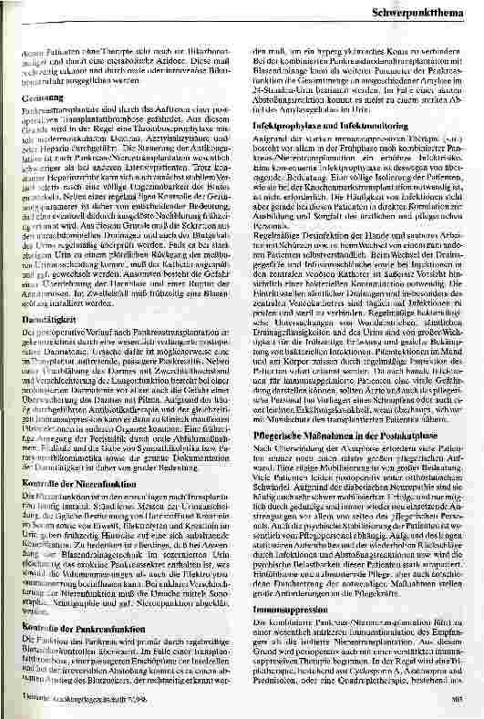 Vorschauseite 4: Die kombinierte Pankreas-/ Nierentransplantation