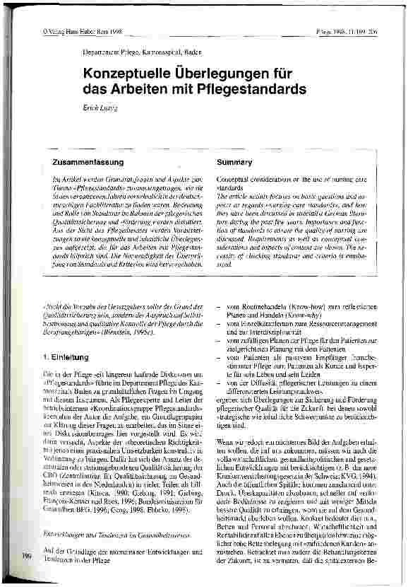Vorschauseite 1: Konzeptuelle Überlegungen für das Arbeiten mit Pflegestandards