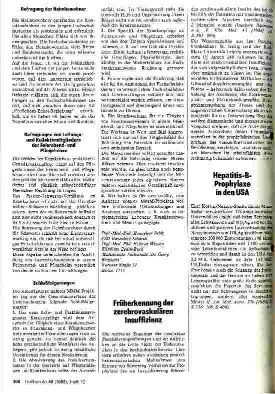 Vorschauseite 2: Ausbildung von Fachschulstudenten der Krankenpflege in Feierabendund Pflegeheimen