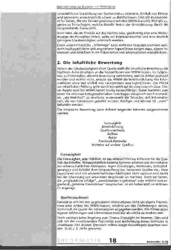 Vorschauseite 3: Qualitätskriterien zur Evaluation von www.-Seiten