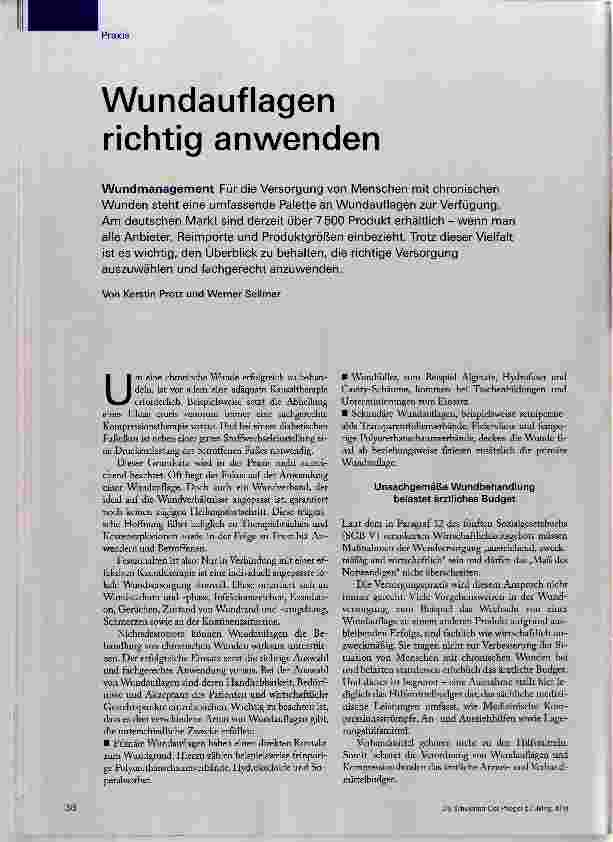Vorschauseite 1: Wundauflagen richtig anwenden