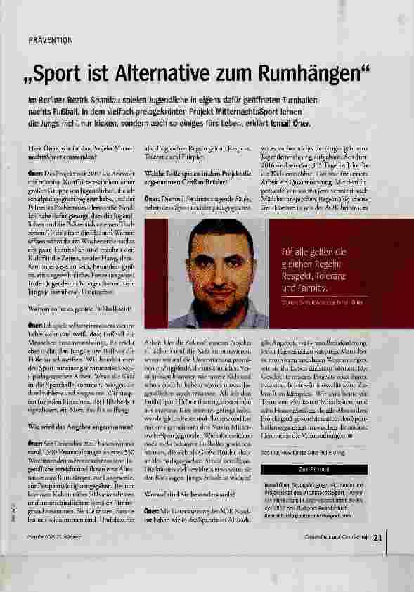 Vorschauseite 1: „Sport ist Alternative zum Rumhängen“