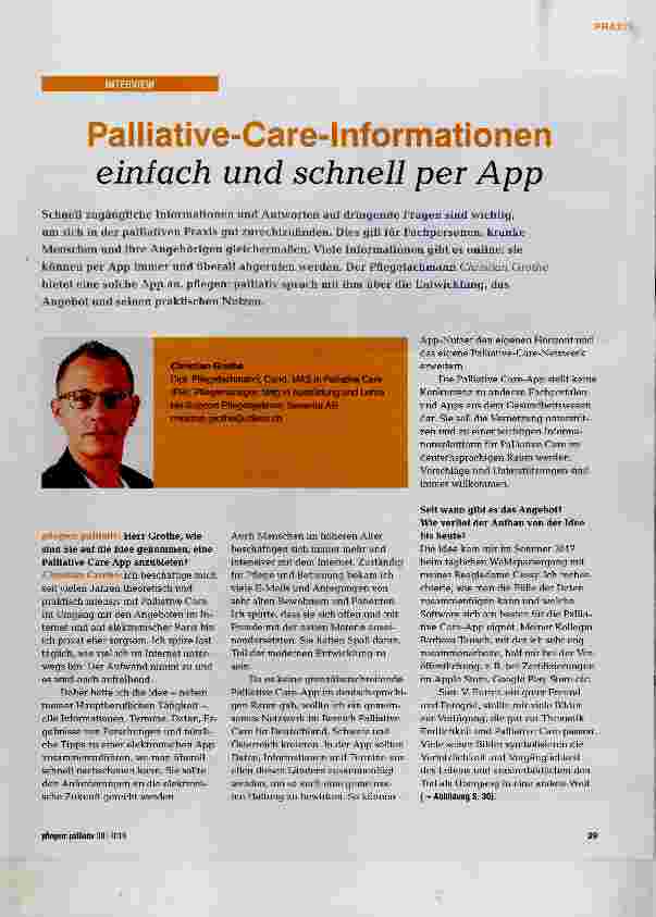 Vorschauseite 1: Palliative-Care-Informationen einfach und schnell per App