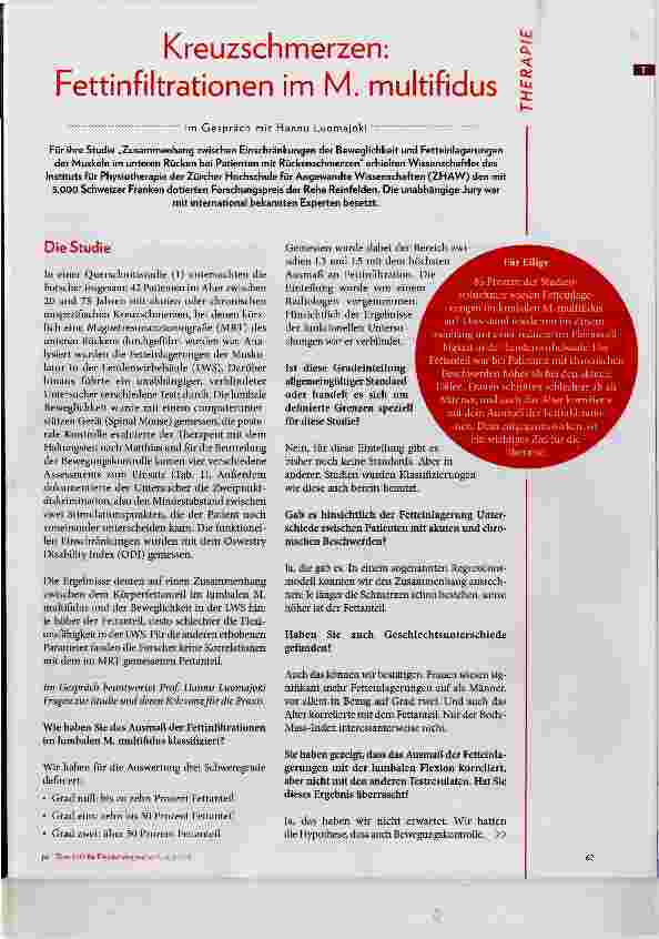 Vorschauseite 2: Kreuzschmerzen: Fettinfiltrationen im M.multifidus