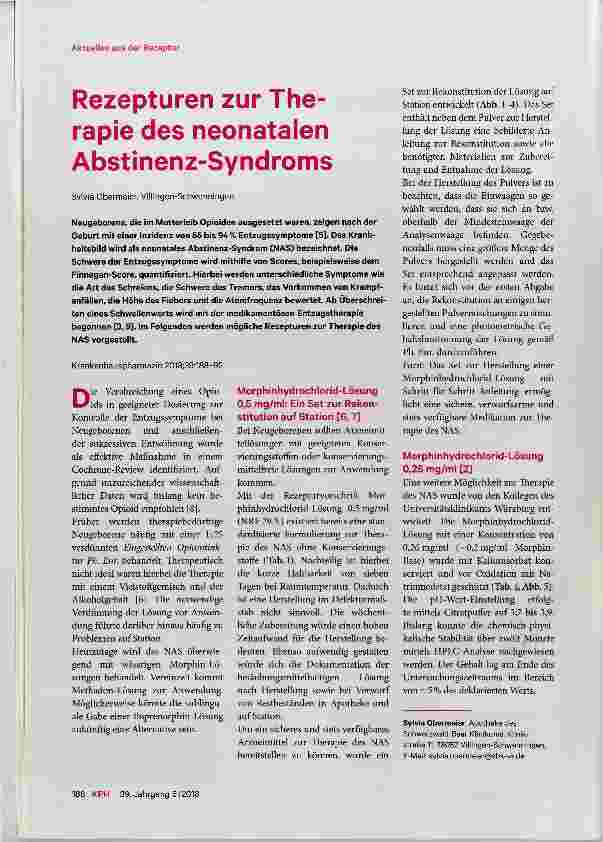 Vorschauseite 1: Rezepturen zur Therapie des neonatalen Abstinenz-Syndroms