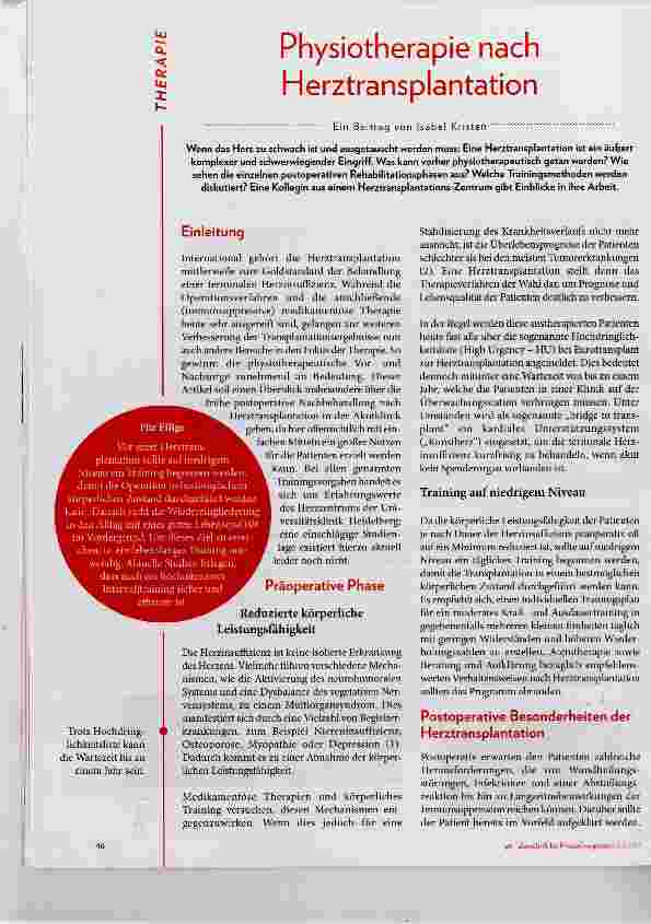 Vorschauseite 1: Physiotherapie nach Herztransplantation