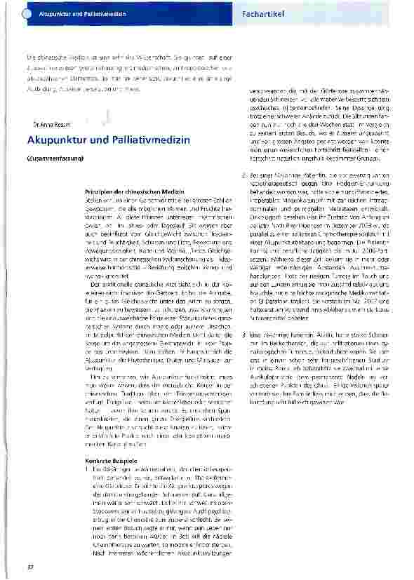 Vorschauseite 1: Akupunktur und Palliativmedizin