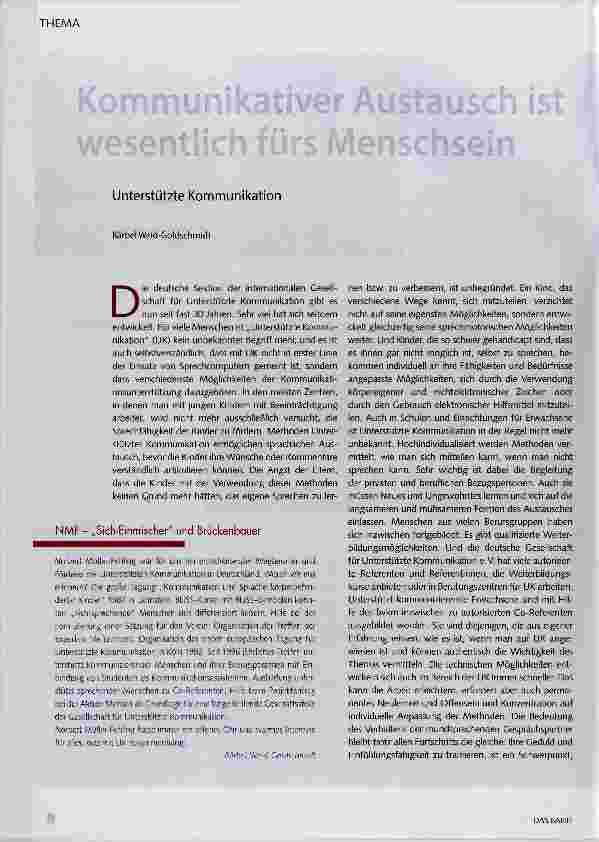 Vorschauseite 1: Kommunikativer Austausch ist wesentlich fürs Menschsein