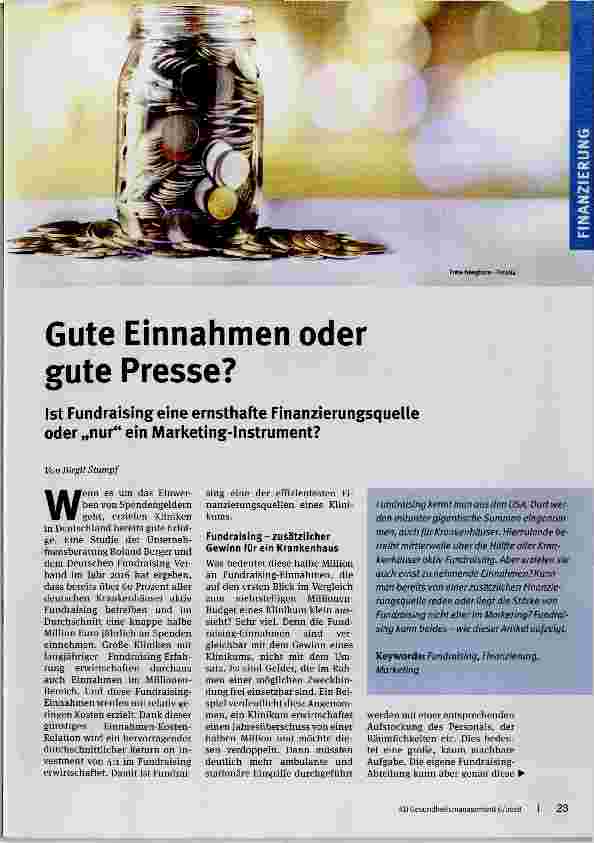 Vorschauseite 1: Gute Einnahmen oder gute Presse?