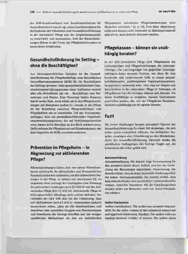 Vorschauseite 2: Gesundheitsförderung für Bewohnerinnen und Bewohner in der stationären Pflege
