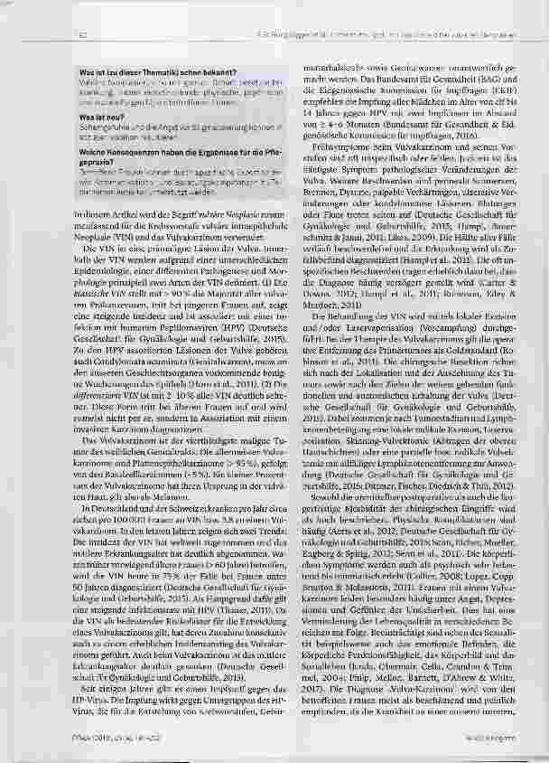 Vorschauseite 2: „Allein mit dem Tabu“ Wie Frauen mit vulvären Neoplasien die Unterstützung durch ihr soziales Umfeld beschreiben Eine qualitative Studie