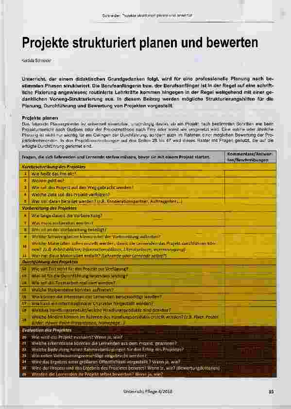 Vorschauseite 1: Projekte strukturiert planen und bewerten