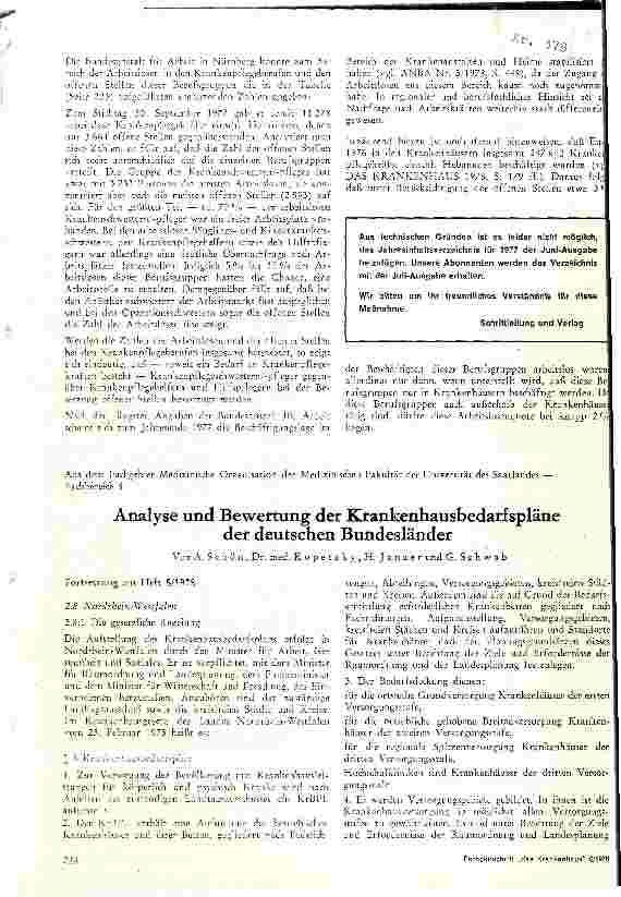 Vorschauseite 1: Analyse und Bewertung der Krankenhausbedarfspläne der deutschen Bundesländer