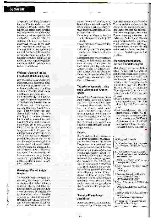 Vorschauseite 2: Arbeitsämter in der Offensive Neue Möglichkeiten auch für Pflegebetriebe interessant