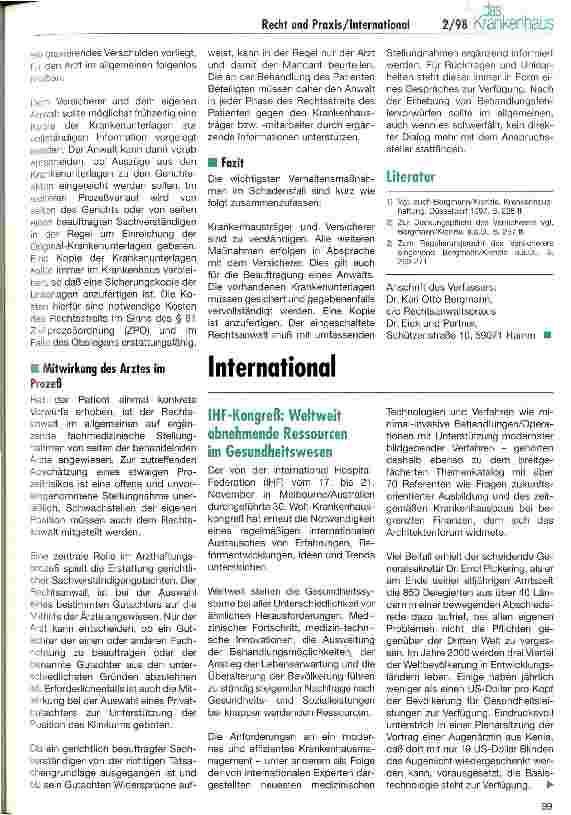 Vorschauseite 4: Empfehlungen für das Verhalten der Krankenhausmitarbeiter im Schadensfall
