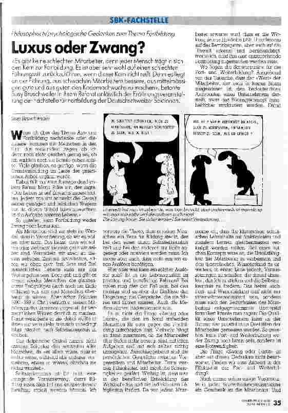 Vorschauseite 1: Philosophisch/psychologische Gedanken zum Thema Fortbildung: Luxus oder Zwang?