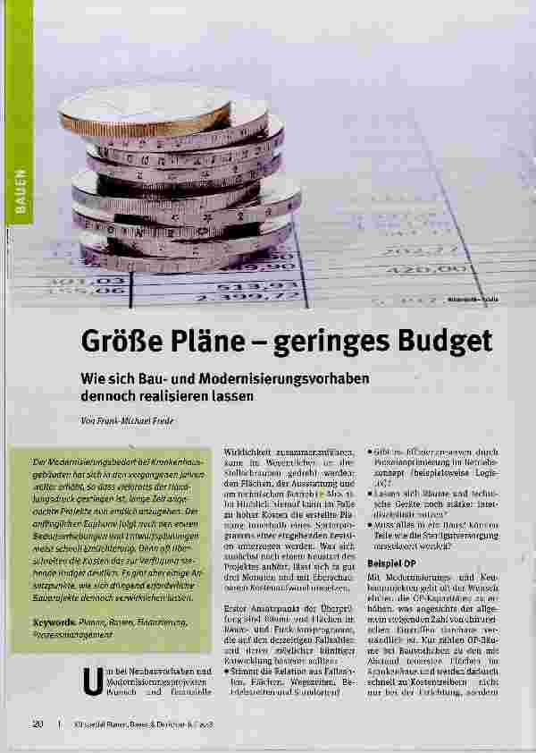 Vorschauseite 1: Größe Pläne - geringes Budget
