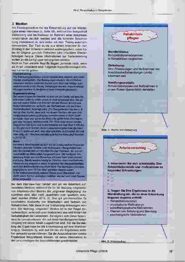 Vorschauseite 4: „Rehabilitation in Rehakliniken“ Vorschlag für einen Handlungsorientierten Unterricht