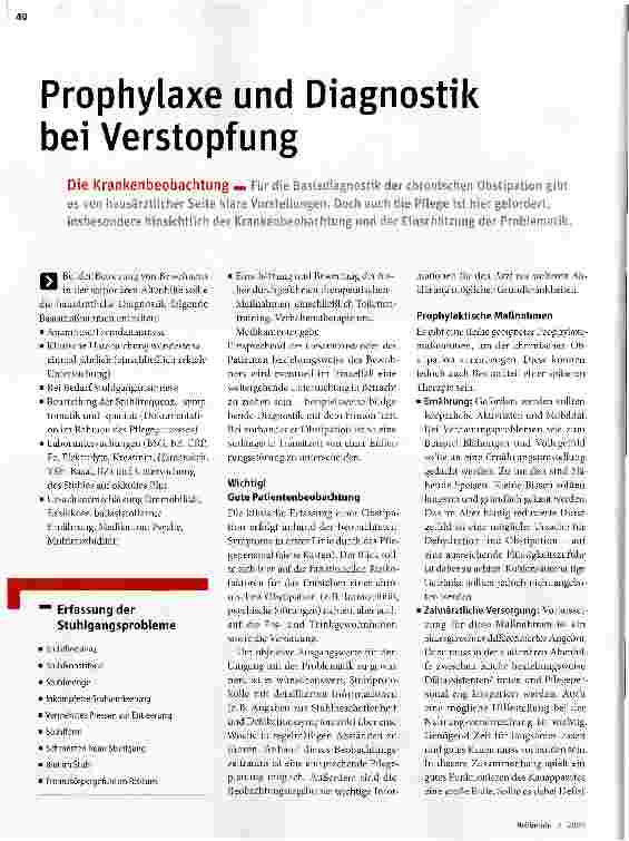 Vorschauseite 1: Prophylaxe und Diagnostik bei Verstopfung