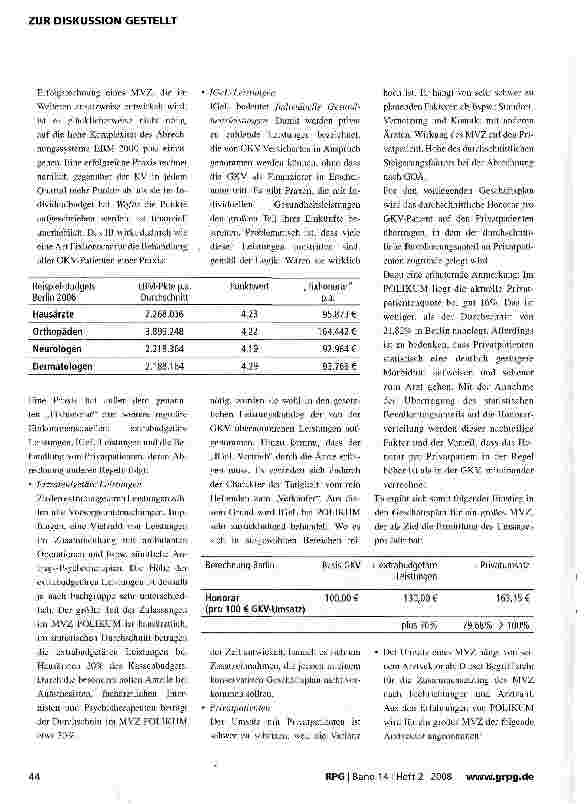 Vorschauseite 2: Finanzierung und Vergütung im MVZ