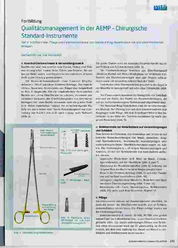 Vorschauseite 1: Qualitätsmanagement in der AEMP Chirurgische Standard-Instrumente