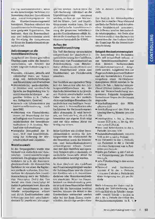 Vorschauseite 2: Investitions-Controlling im Krankenhaus