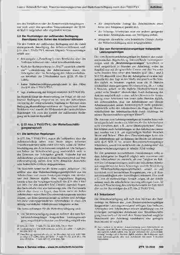 Vorschauseite 6: Die BAG-Rechtsprechung zu Erwerbsminderungsrenten und Weiterbeschäftigung nach dem TVöD/TV-L