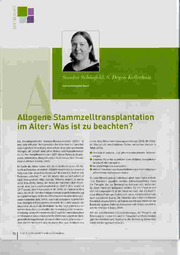 Vorschauseite 1: Allogène Stammzelltransplantation im Alter: Was ist zu beachten?