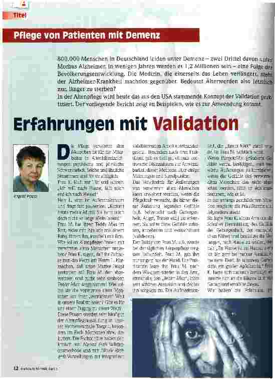 Vorschauseite 1: Erfahrungen mit Validation Pflege von Patienten mit Demenz