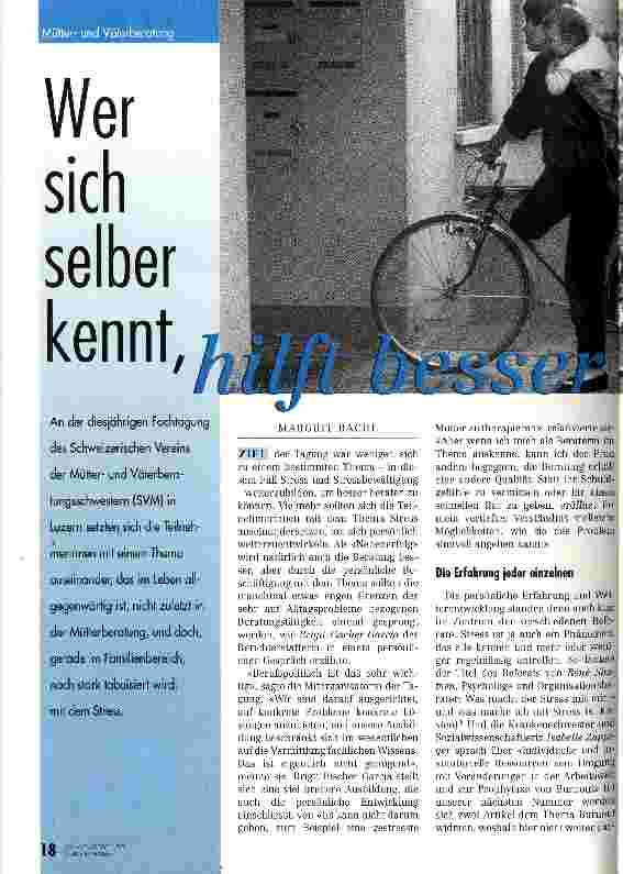 Vorschauseite 1: Wer sich selber kennt, hilft besser Mütterund Väterberatung