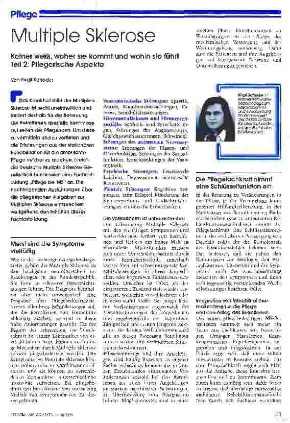 Vorschauseite 1: Multiple Sklerose Keiner weiß woher sie kommt und wohin sie führt