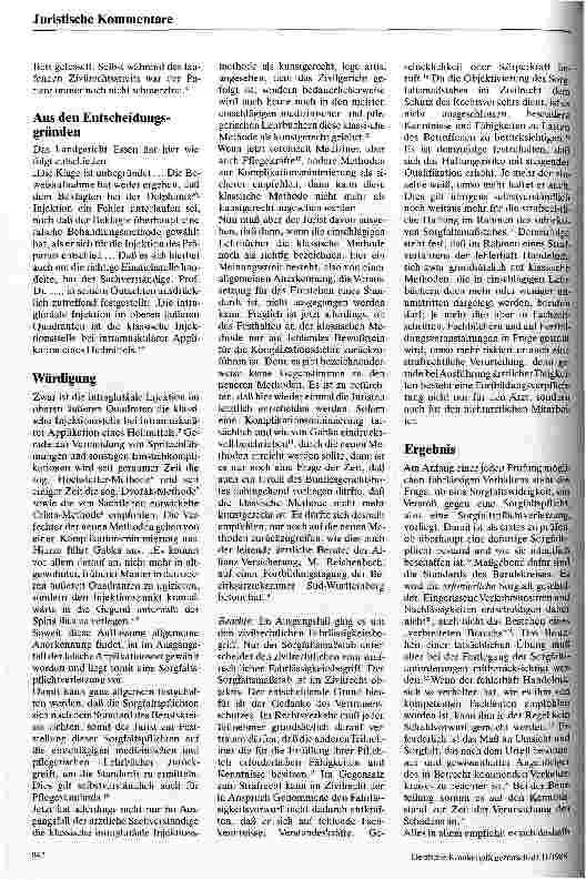 Vorschauseite 2: Die Sorgfaltspflichtverletzung am Beispiel des Applikationsortes bei Durchführung einer intraglutäalen Injektion