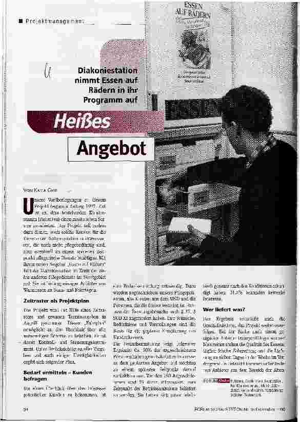 Vorschauseite 1: Heißes Angebot Diakoniestation nimmt Essen auf Rädern in ihr Programm auf