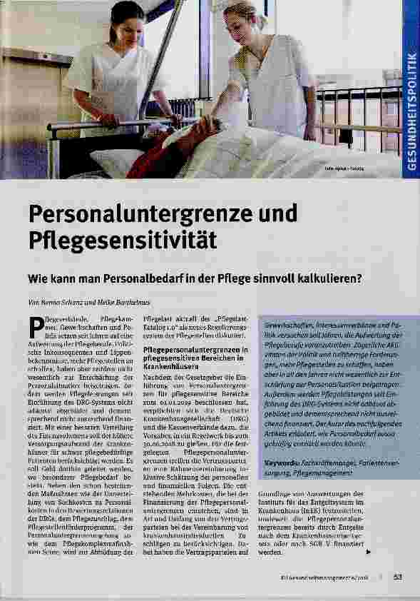 Vorschauseite 1: Personaluntergrenze und Pflegesensitivität