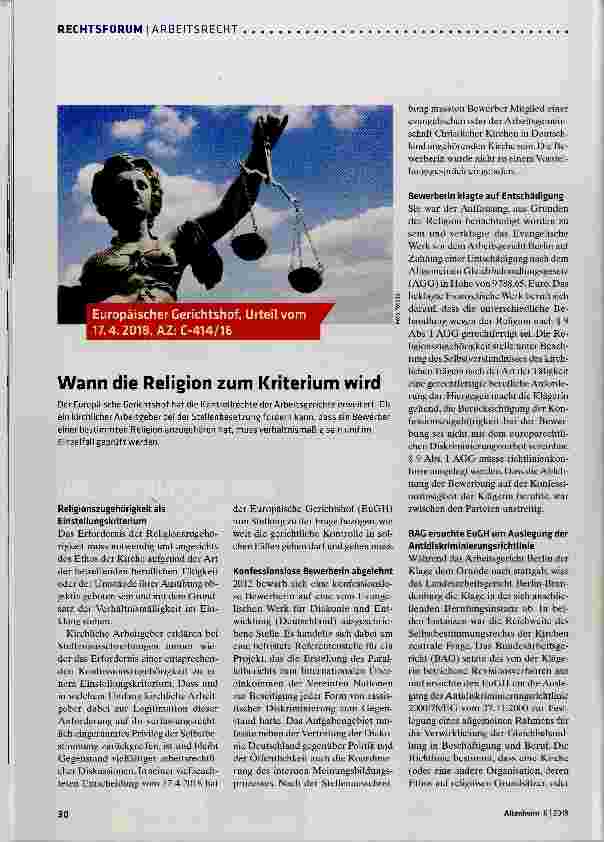 Vorschauseite 1: Wann die Religion zum Kriterium wird