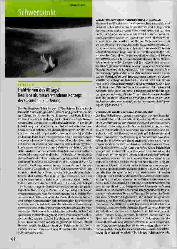 Vorschauseite 1: Heldinnen des Alltags? Resilienz als missverstandenes Konzept der Gesundheitsförderung