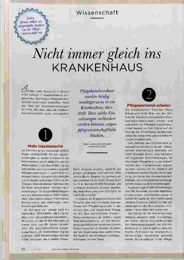 Vorschauseite 1: Nicht immer gleich ins Krankenhaus