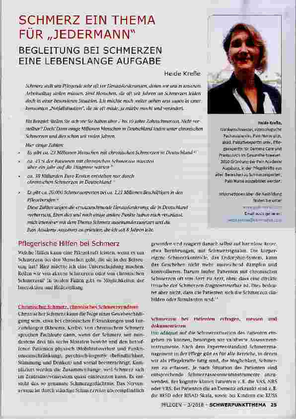 Vorschauseite 1: SCHMERZ EIN THEMA FÜR „JEDERMANN BEGLEITUNG BEI SCHMERZEN EINE LEBENSLANGE AUFGABE