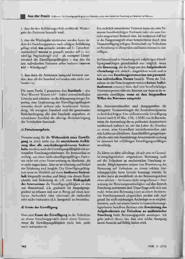 Vorschauseite 3: Zur Einwilligungsfähigkeit von Patienten unter dem Aspekt der Forschung an Patienten mit Demenz