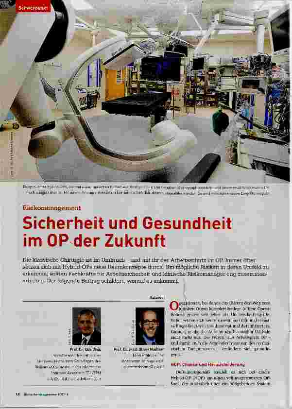 Vorschauseite 1: Sicherheit und Gesundheit im OP der Zukunft