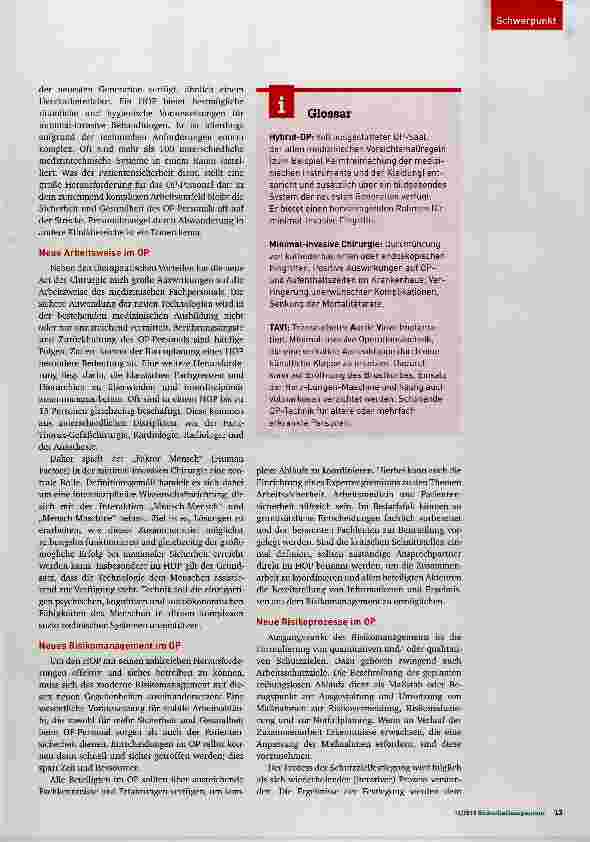 Vorschauseite 2: Sicherheit und Gesundheit im OP der Zukunft