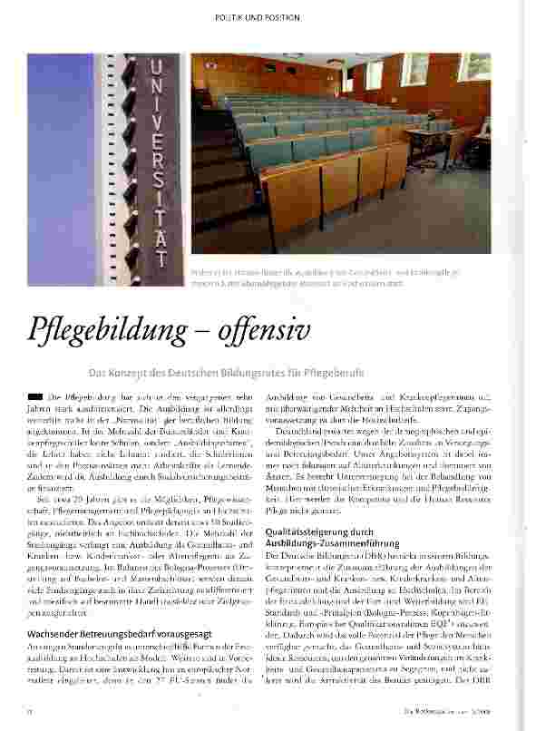 Vorschauseite 1: Pflegebildung - offensiv Das Konzept des Deutschen Bildungsrates für Pflegeberufe