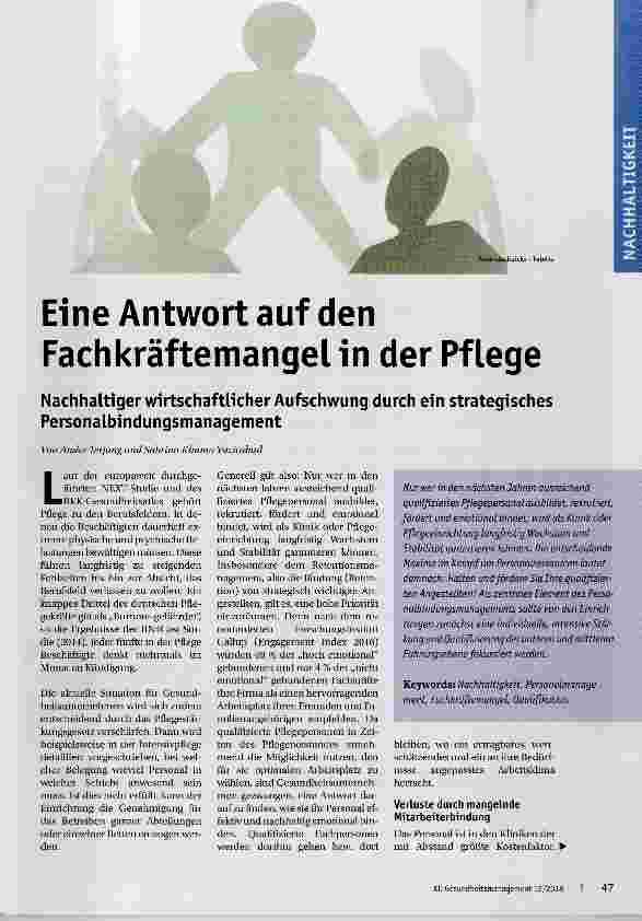 Vorschauseite 1: Eine Antwort auf den Fachkräftemangel in der Pflege