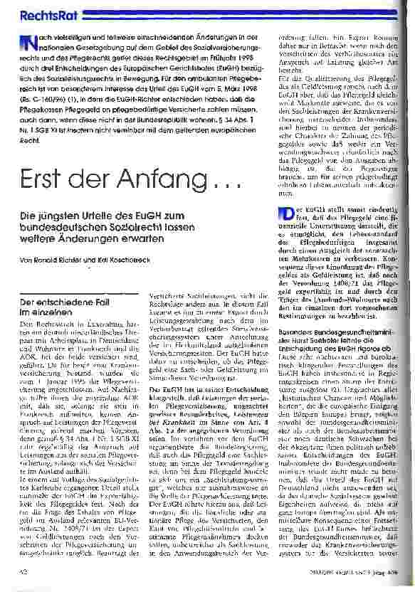 Vorschauseite 1: Erst der Anfang... - Die jüngsten Urteile des EuGH zum bundesdeutschen Sozialrecht lassen weitere Änderungen erwarten