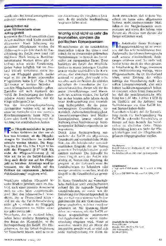 Vorschauseite 2: Erst der Anfang... - Die jüngsten Urteile des EuGH zum bundesdeutschen Sozialrecht lassen weitere Änderungen erwarten