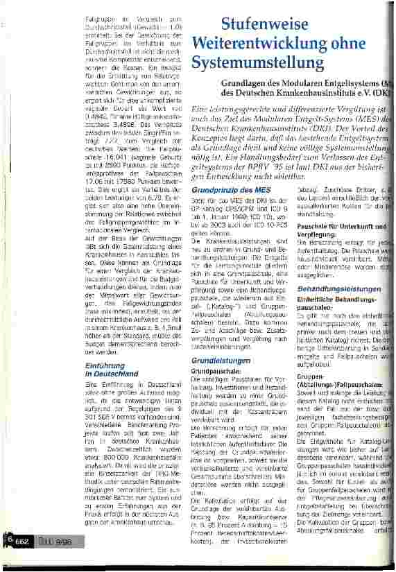 Vorschauseite 1: Stufenweise Weiterentwicklung ohne Systemumstellung Grundlage des modularen Entgeltsystems (MES) des DKI