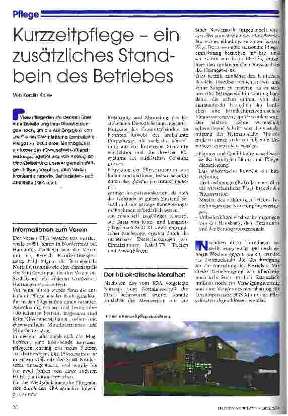 Vorschauseite 1: Kurzzeitpflege - ein zusätzliches Standbein des Betriebes